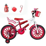 Ficha técnica e caractérísticas do produto Bicicleta Infantil Aro 16 Vermelha Branca Kit Vermelho C/ Cadeirinha Para Boneca