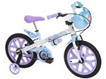 Bicicleta Infantil Frozen Aro 16 Bandeirante - Disney Branca e Lilás com Rodinhas com Cesta