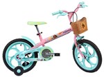 Bicicleta Infantil Moana Aro 16 Caloi Rosa - com Rodinhas com Cesta