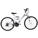 Ficha técnica e caractérísticas do produto Bicicleta Kanguru Full Suspension V-Brake - Aro 26 com 18 Marchas Quadro em Aço Carbono-- - Branco