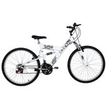 Ficha técnica e caractérísticas do produto Bicicleta Kanguru Full Suspension V-Brake - Aro 26 com 18 Marchas Quadro em Aco Carbono