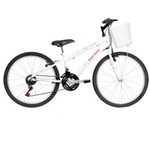 Ficha técnica e caractérísticas do produto Bicicleta Mormaii Aro 24 Fantasy com Cesta e 21 Marchas - Branco