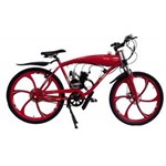 Ficha técnica e caractérísticas do produto Bicicleta Motorizada Motor 48cc 2 Tempos Preto- com Tanque Embutido - Vermelha