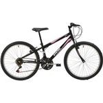 Ficha técnica e caractérísticas do produto Bicicleta Mtb Aro 24 Feminina 18 Marchas V-Brake Aço Carbono Polimet