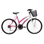 Ficha técnica e caractérísticas do produto Bicicleta Parati com Cesta Aro 24 Branco/Rosa - Track Bikes