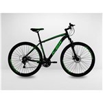 Ficha técnica e caractérísticas do produto Bicicleta Preta com Verde KSW 27v Disco Shimano Acera Quadro 17 - Aro 29