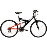 Ficha técnica e caractérísticas do produto Bicicleta Radikale Full Suspension Aro 26 18V Preta/Laranja - Verden