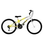 Ficha técnica e caractérísticas do produto Bicicleta Rebaixada Amarela e Branca Aro 24 18 Marchas Pro Tork Ultra