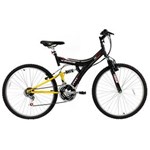 Ficha técnica e caractérísticas do produto Bicicleta Track & Bikes Aro 26 TB-100 com Suspensão Central, Preta/Amarela