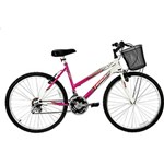 Ficha técnica e caractérísticas do produto Bicicleta Track & Bikes Feminina Marbela 18-V Aro 26 Branco Magenta