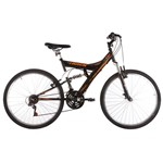 Ficha técnica e caractérísticas do produto Bicicleta Track Bikes TB-100 XS Aro 26 Dupla Suspensao 18V Preto/Laranja