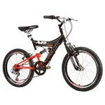 Ficha técnica e caractérísticas do produto Bicicleta XR 20 Aro 20 Full Suspension 6V Preto/Laranja - Track & Bikes