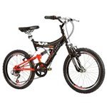 Ficha técnica e caractérísticas do produto Bicicleta XR20 6V Dupla Suspensão Preto/Laranja Neon - Track Bikes