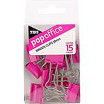 Binder Clips Pop Office Pequeno Metal Rosa com 15 Unidades - Tris
