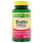 Ficha técnica e caractérísticas do produto Biotina 10,000 Mcg Spring Valley 120 SoftGels Importado