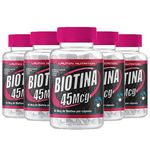 Ficha técnica e caractérísticas do produto Biotina 45mcg - 5 un de 120 Cápsulas - Lauton
