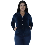Ficha técnica e caractérísticas do produto Blazer Plus Size Kts de Plush Azul Marinho