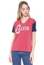 Ficha técnica e caractérísticas do produto Blusa Calvin Klein Jeans College Vermelha/Azul-marinho