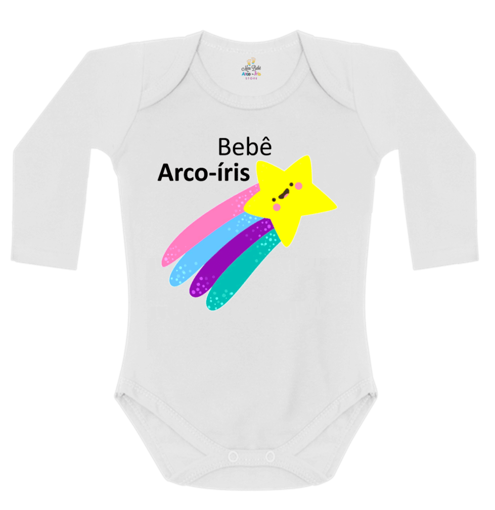 Ficha técnica e caractérísticas do produto Body Bebê Arco-Íris 002 (Preto, MANGA CURTA, P)