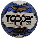 Ficha técnica e caractérísticas do produto Bola de Futebol Society Slick Branco/Azul - Topper