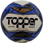 Ficha técnica e caractérísticas do produto Bola de Futebol Society Slick Branco Azul - Topper
