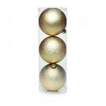 Ficha técnica e caractérísticas do produto Bola de Natal P/ Árvore C/3 Pçs 8Cm Dourado - Cromus
