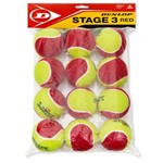 Ficha técnica e caractérísticas do produto Bola de Tênis Dunlop Mini Red Estágio 3 Pack com 12 Unidades