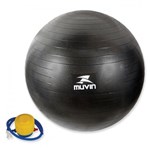 Ficha técnica e caractérísticas do produto Bola Suica para Pilates 65cm Preta com Bomba de Inflar Muvin