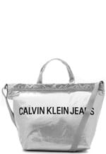 Ficha técnica e caractérísticas do produto Bolsa Calvin Klein Lettering Prata