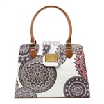 Ficha técnica e caractérísticas do produto Bolsa Feminina Victor Valencia Alça Dupla Quadrada Mandalas Branco Branco Único