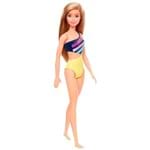 Ficha técnica e caractérísticas do produto Boneca Barbie Praia Loira Maiô Listrado - Mattel
