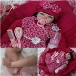 Ficha técnica e caractérísticas do produto Boneca Bebê Reborn Realista Pintada Á Mão 52 Cm Enxoval Rosa Pink