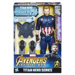 Boneco Capitão América Titan Hero 30cm Hasbro Azul