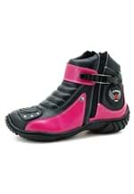 Ficha técnica e caractérísticas do produto Bota Motociclista Atron Shoes Cano Curto Preta e Pink em Couro 271