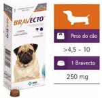 Ficha técnica e caractérísticas do produto Bravecto Antipulgas e Carrapatos para Cães de 4,5 a 10kg - Msd