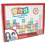 Ficha técnica e caractérísticas do produto Brinquedo Pedagógico Madeira Letras Números Sinais 96 Peças - Brincadeira de Criança