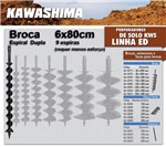 Ficha técnica e caractérísticas do produto Broca Kawashima 6x80cm Espiral Duplo P/ Perfurador Solo / Trado / Perfuratriz