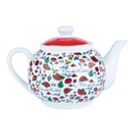 Bule de Chá em Cerâmica Branco e Vermelho Frida Kahlo Urban