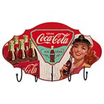 Ficha técnica e caractérísticas do produto Cabideiro de Parede Coca-Cola MDF 6-Pack Sign Brown Lady Colorido - Urban