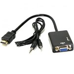Ficha técnica e caractérísticas do produto Cabo Adaptador Conversor HDMI X VGA Saída de Áudio P2 - Importado