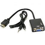 Ficha técnica e caractérísticas do produto Cabo Adaptador Conversor HDMI X VGA Saída de Áudio P2 - Knup