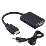 Ficha técnica e caractérísticas do produto Cabo Adaptador de Vídeo - HDMI VGA - (c/ Áudio) - Preto - MD9 - 7108