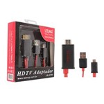 Ficha técnica e caractérísticas do produto Cabo Adaptador MHL Micro USB V8 X HDMI 2M - Celular na TV - Lelong