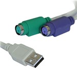 Cabo Adaptador USB MA para 2PS2 Fem 20cm - Cia do Software