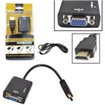 Ficha técnica e caractérísticas do produto Cabo Conversor HDMI para VGA Femea PC PS3 Projetor Audio