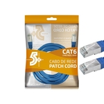 Ficha técnica e caractérísticas do produto Cabo de rede Patch Cord CAT6 2 metros - Azul