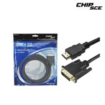 Ficha técnica e caractérísticas do produto Cabo DVI 24+1 + HDMI Macho 5,0M Preto 018-8705 Chipsce