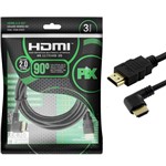 Ficha técnica e caractérísticas do produto Cabo HDMI 2.0 4k Plug 90 Graus 3 Metros - Pix