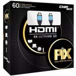 Ficha técnica e caractérísticas do produto Cabo HDMI 1.4 19 Pinos 3D FullHD 60,0m 018-6120 Pix