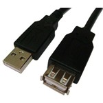Ficha técnica e caractérísticas do produto Cabo USB2.0 a Macho + a Femea 3 Metros Preto PLUS CABLE